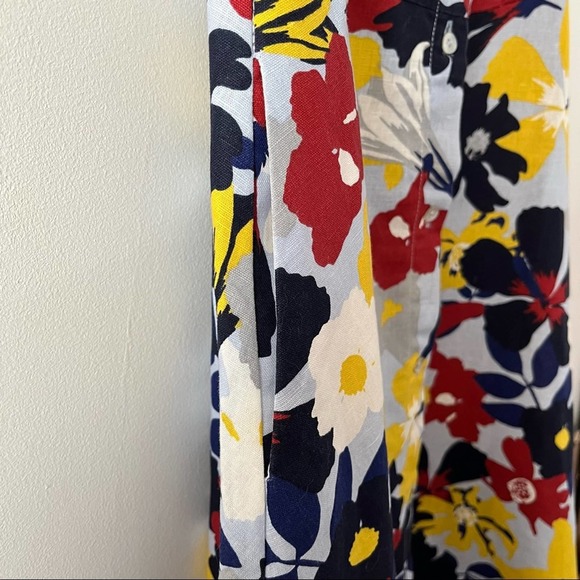 Zara Basic Denim Blue Floral Off the Shoulder Spring Button up Dress sz Large - Picture 5 of 11